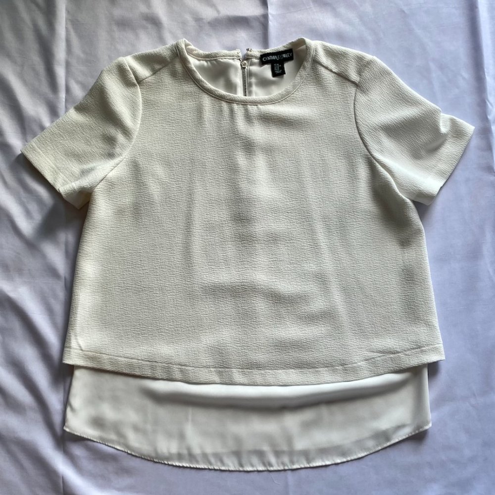 Cynthia Rowley White Short-Sleeve Blouse